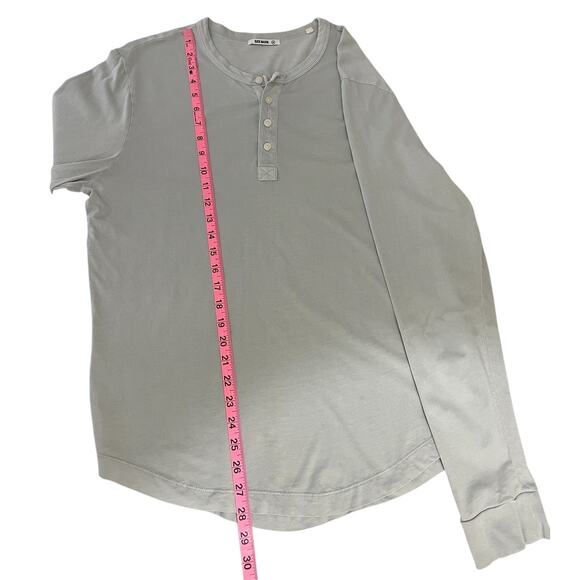 Buck Mason 100% Cotton Henley Shirt Long Sleeve Casual Gray Men's Size Medium - Picture 7 of 7
